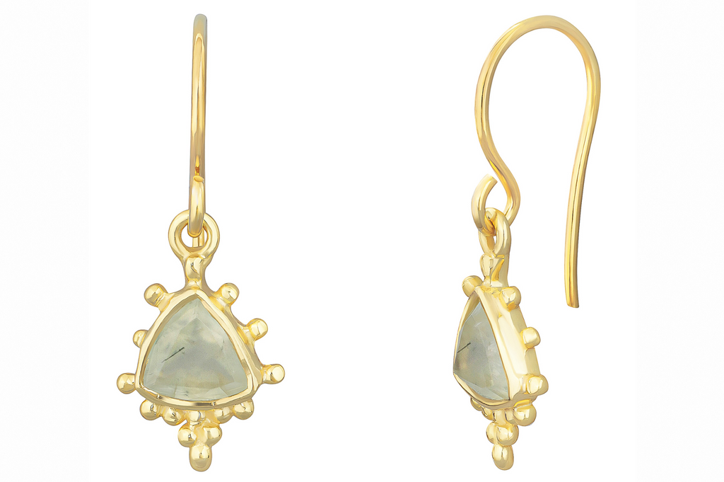 Orissa Prehnite Dotted Drop Earrings