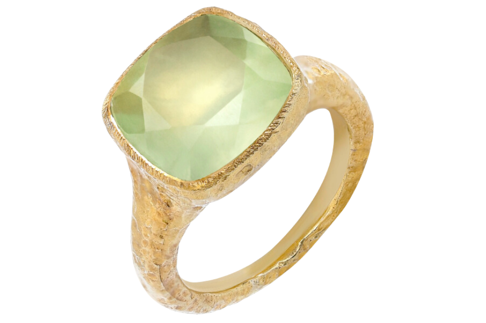 Prehnite Textured Finish Ring