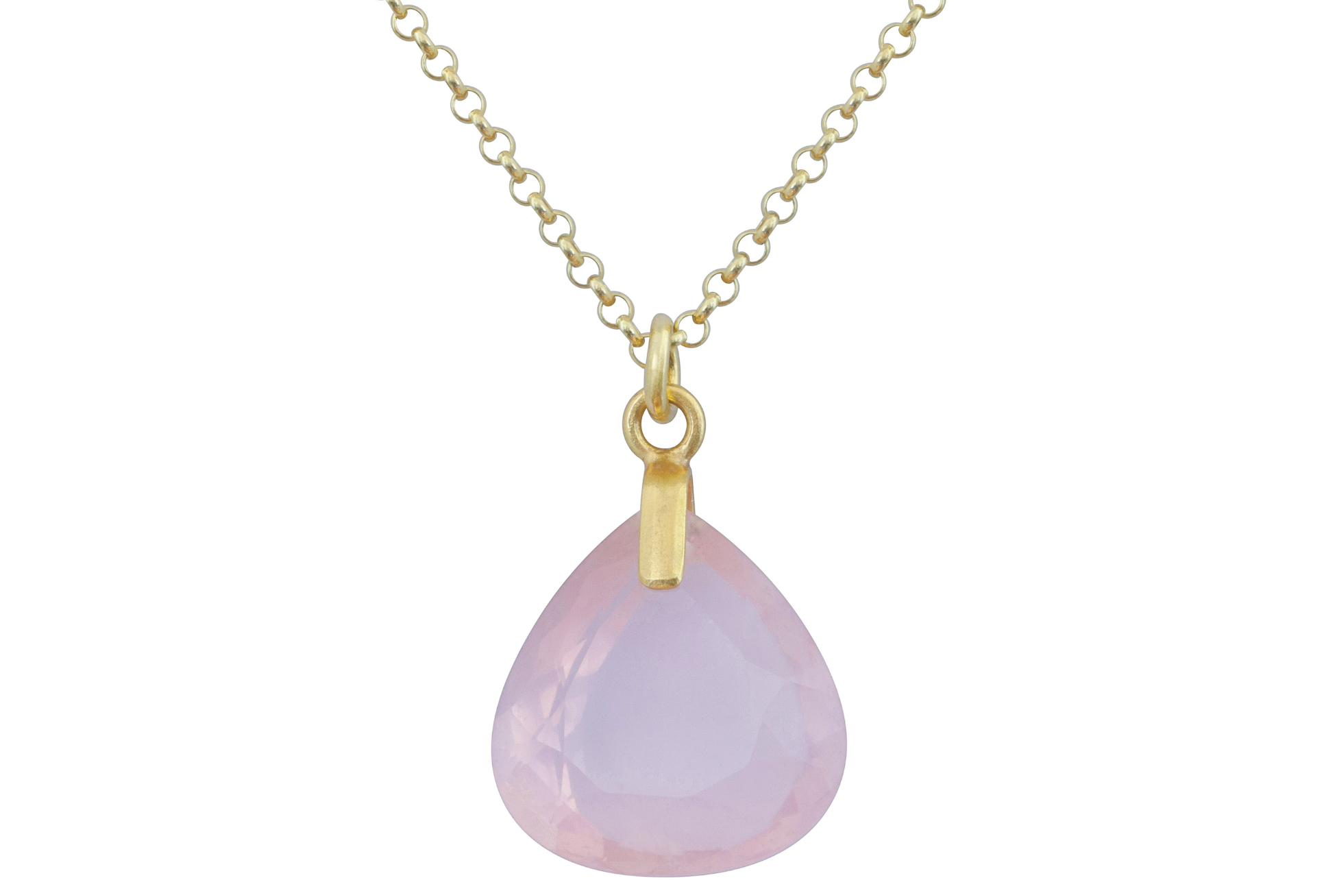 Pune Pear Shaped Rose Quartz Pendant Necklace