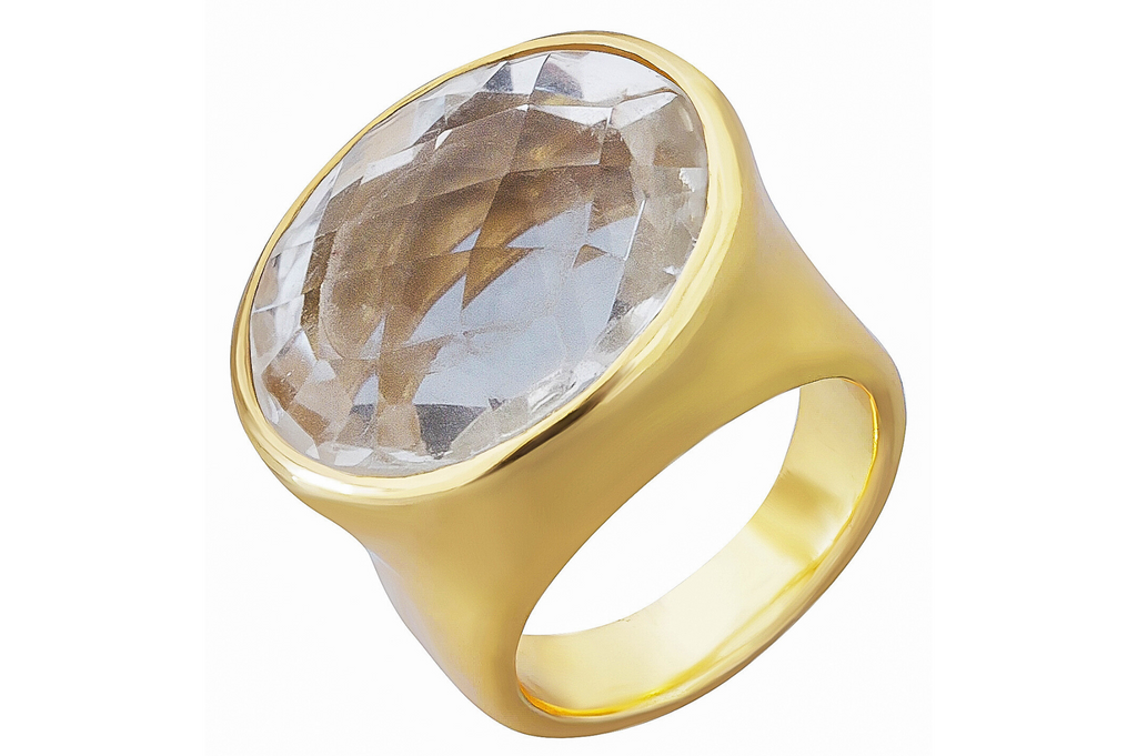 Oval Rock Crystal Gemstone Rings