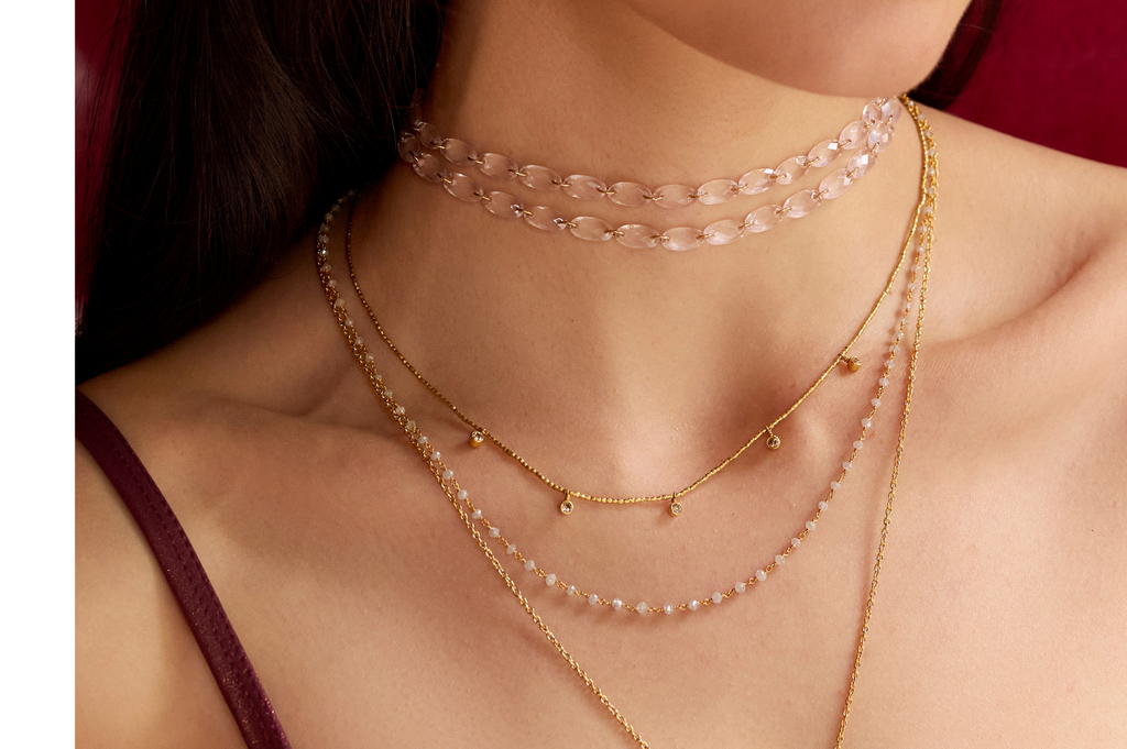 Gold & Diamond Rosary Necklace