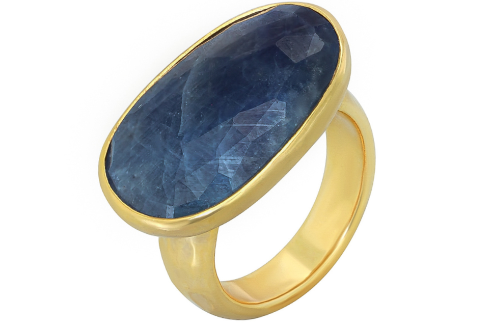 Blue Sapphire Rose Cut Ring