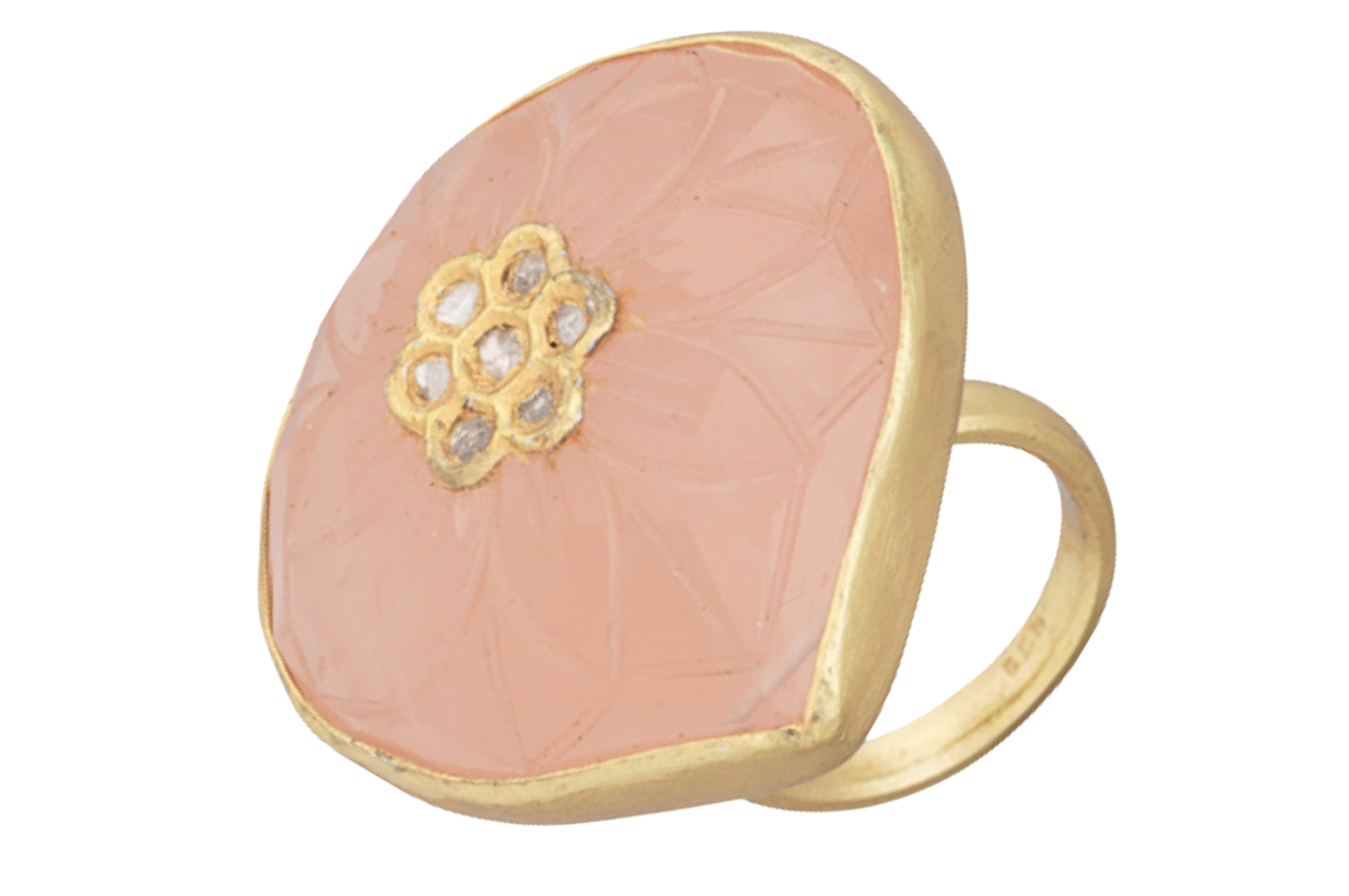 Rose Quartz & Diamond Jadau Ring
