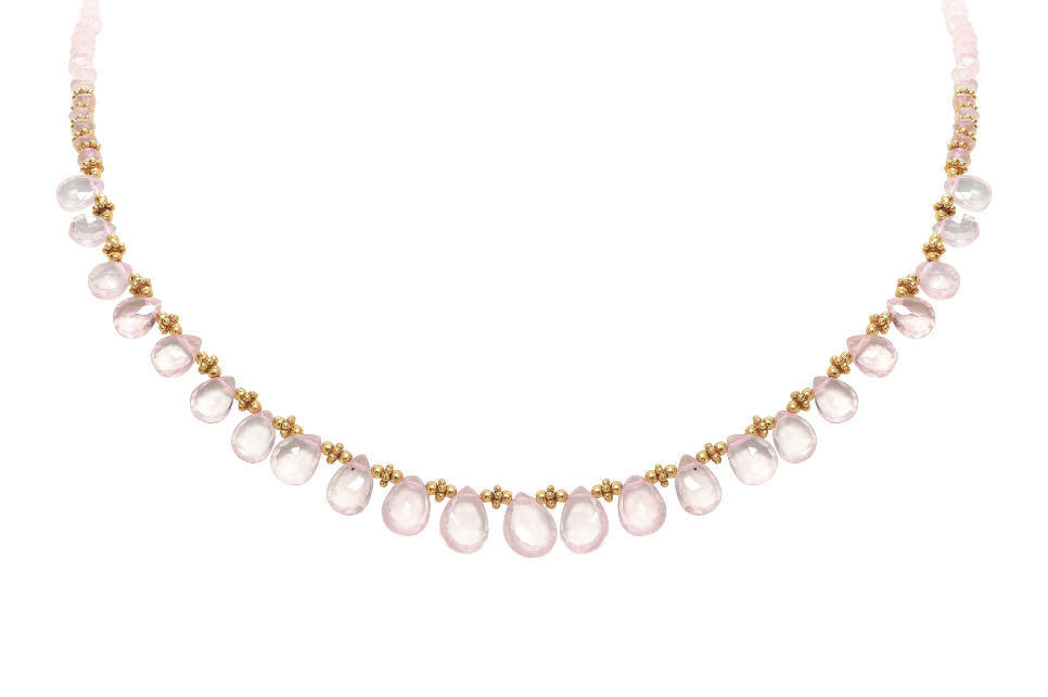 Diva Rose Quartz Single Line Bead Necklace