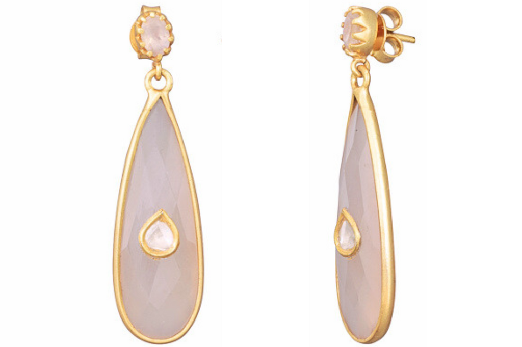 Phoebe Rose Quartz & Diamond Jadau Earrings