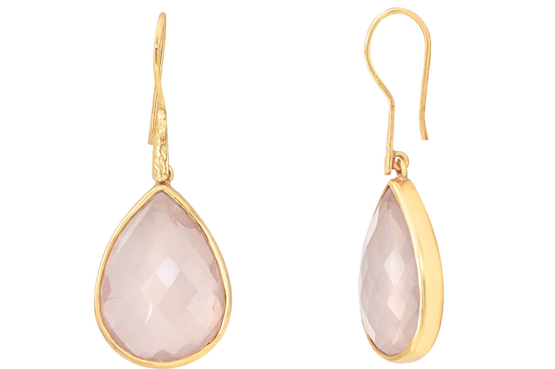 Rose Quartz Pear Shape Drop Earrings