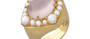 Rose Quartz & Pearl Cluster Gemstone Ring