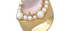 Rose Quartz & Pearl Halo Gemstone Ring