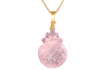 Carved Rose Quartz Pineapple Pendant Necklace