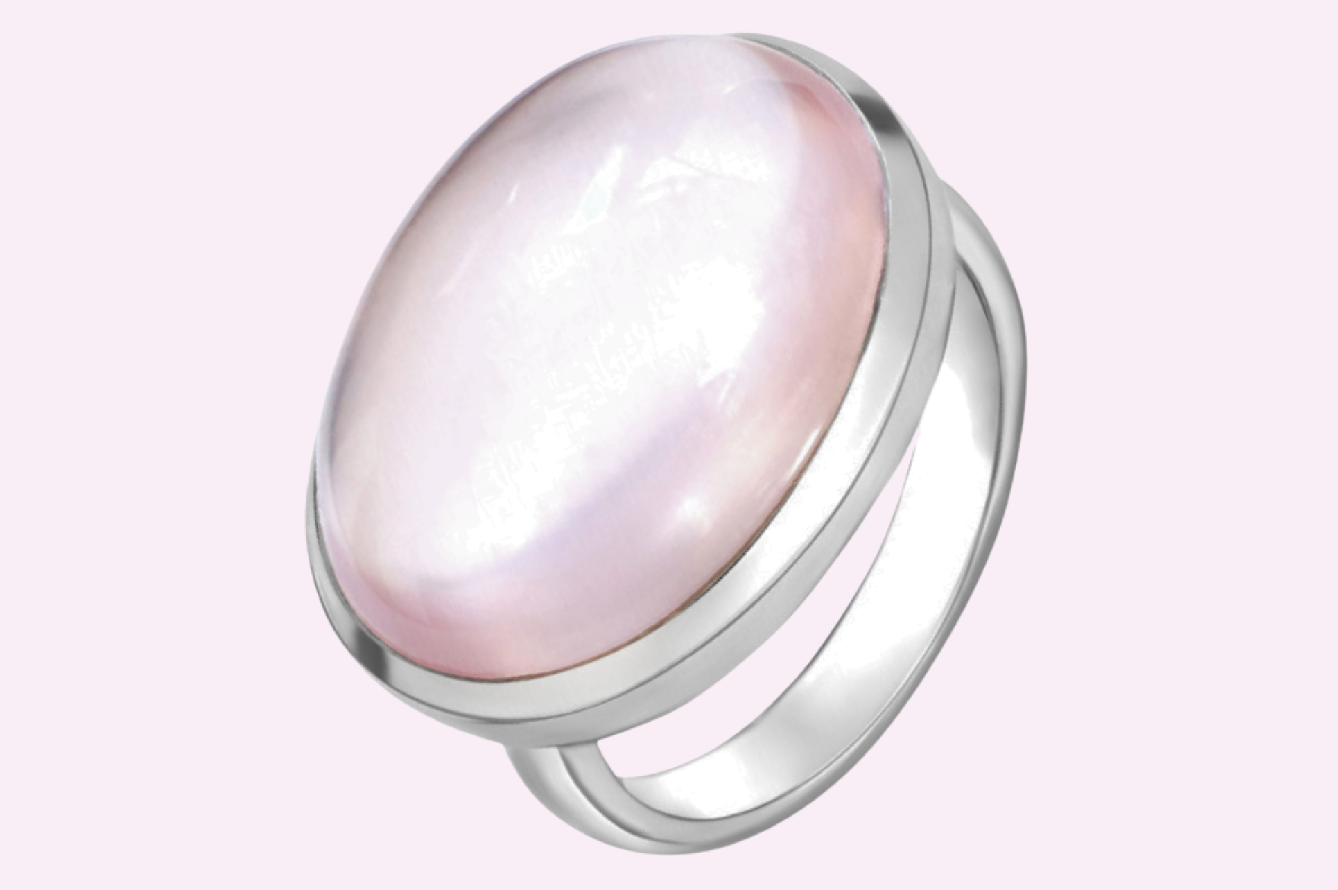 Rose Quartz Cabochon Sterling Silver Ring