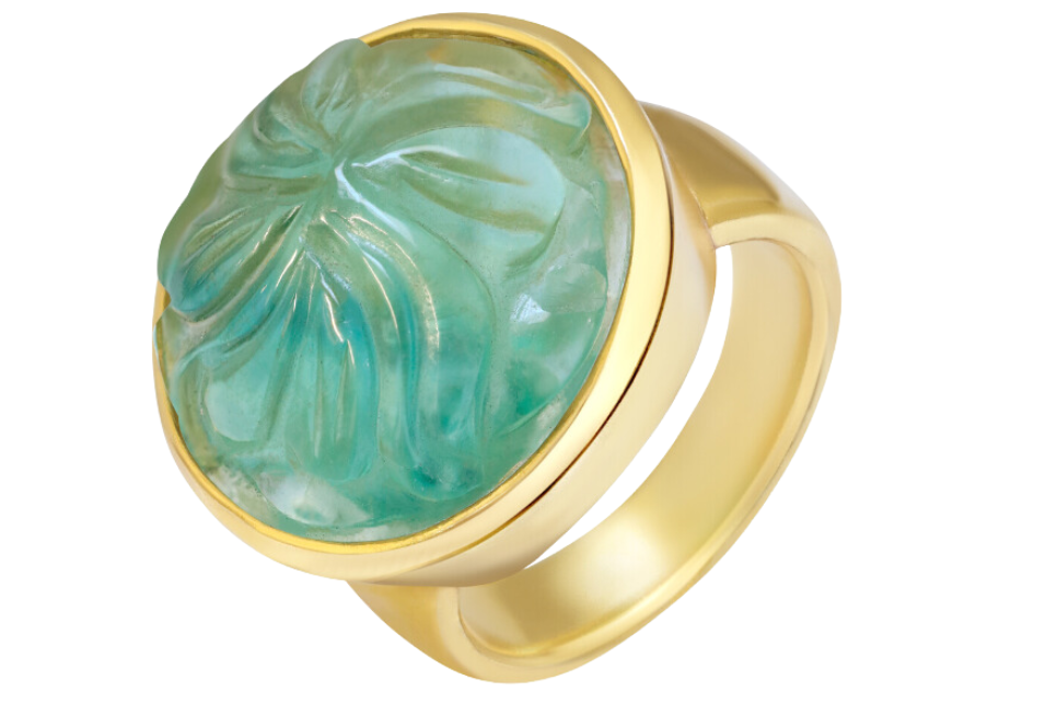 Carved Round Fluorite Limited Edition Ring