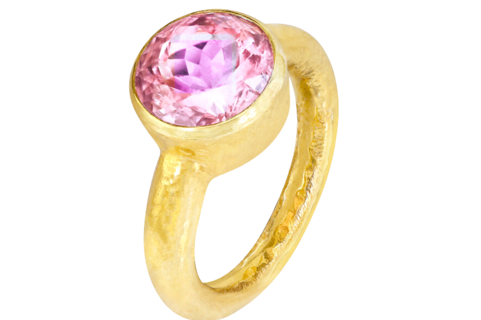 Light Pink Tourmaline Round Gemstone Ring