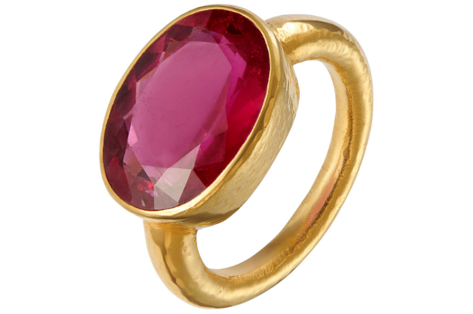 Pink Tourmaline Oval Gemstone Ring