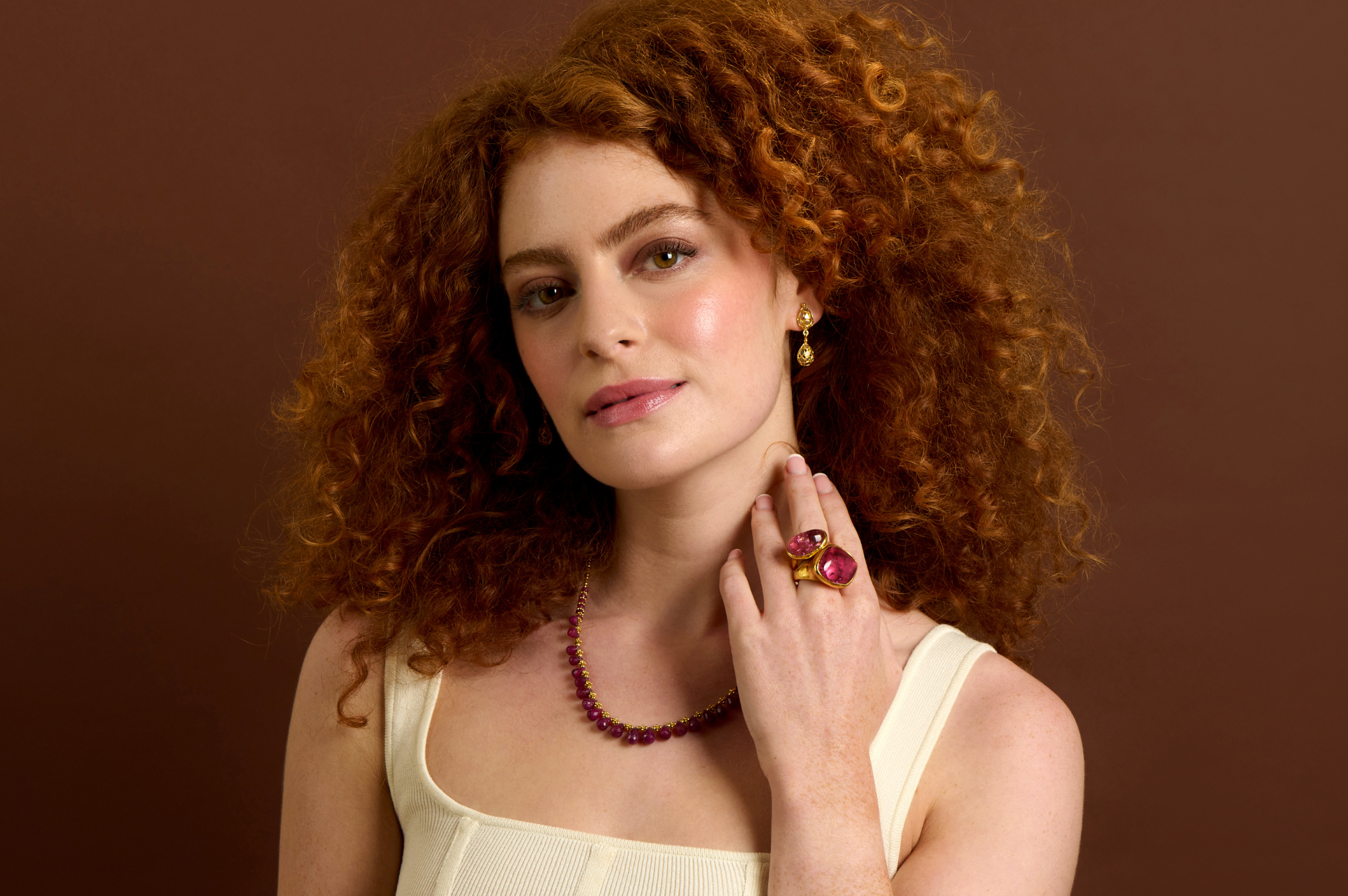 Diva Ruby Single Line Bead Necklace