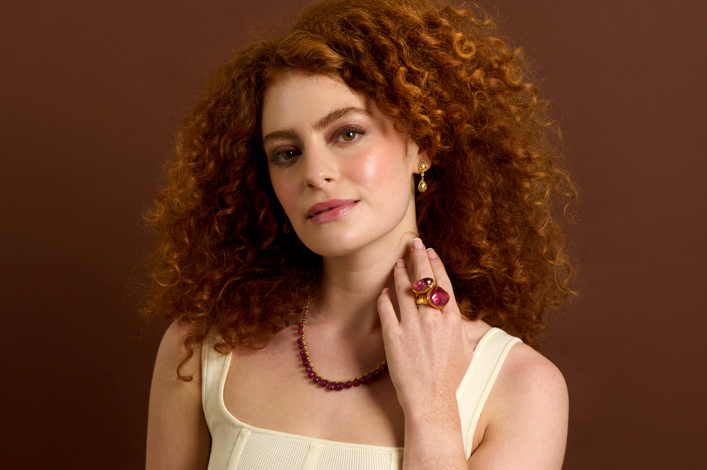 Diva Ruby Single Line Bead Necklace