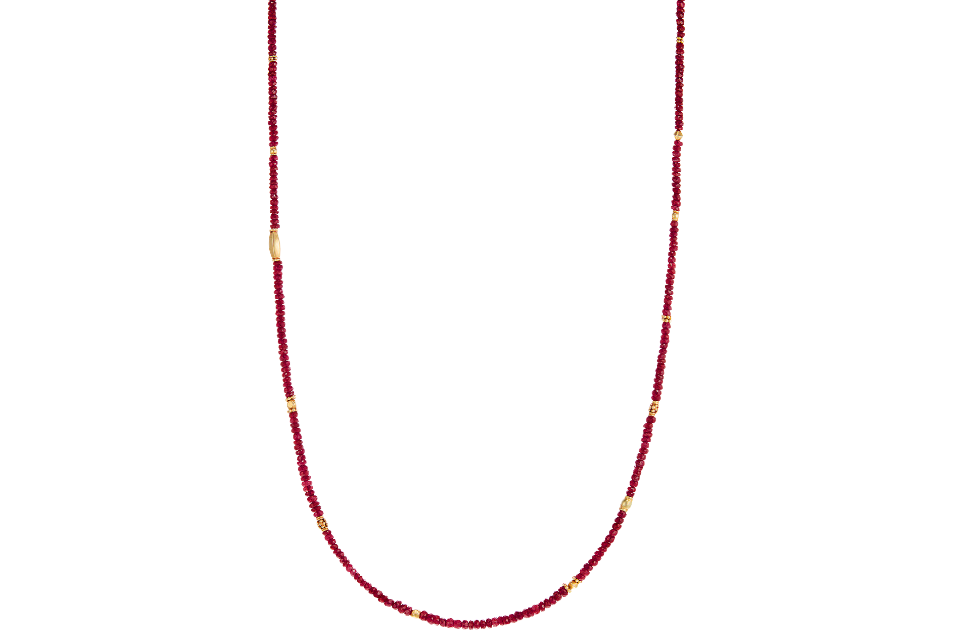 Ruby & Fine Gold Bead Necklace