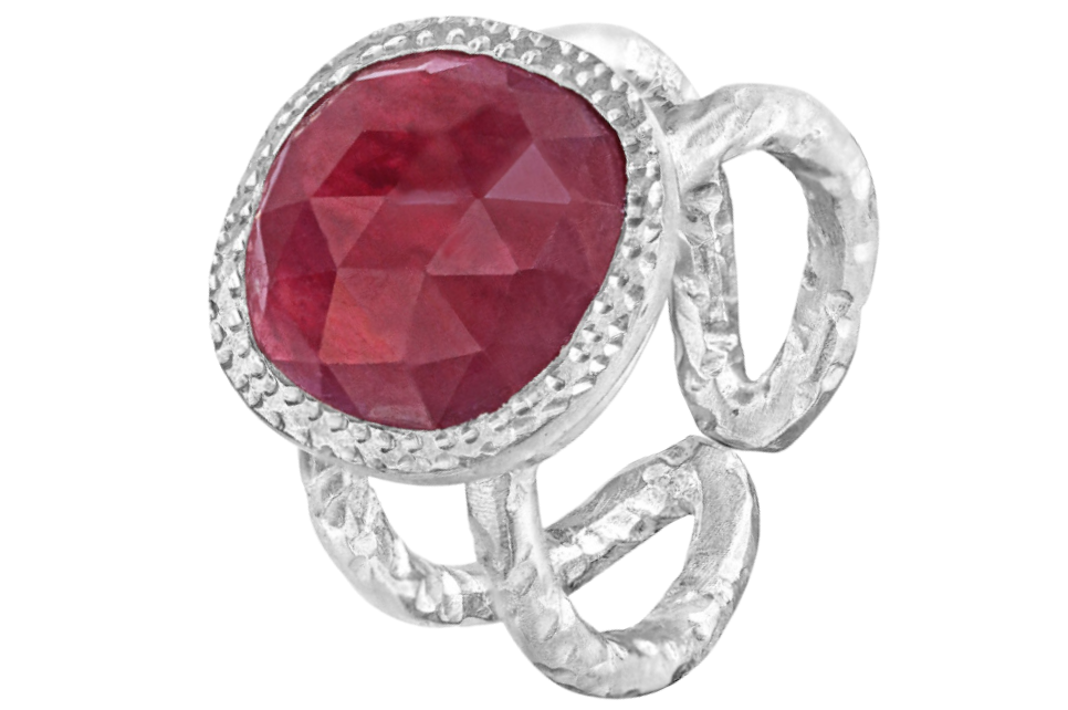 Ruby Open Band Silver Ring