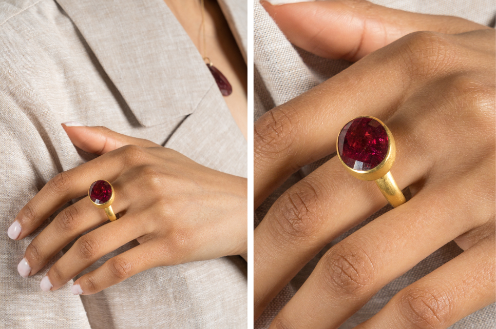 Samiya Pink Tourmaline Fine Gold Ring