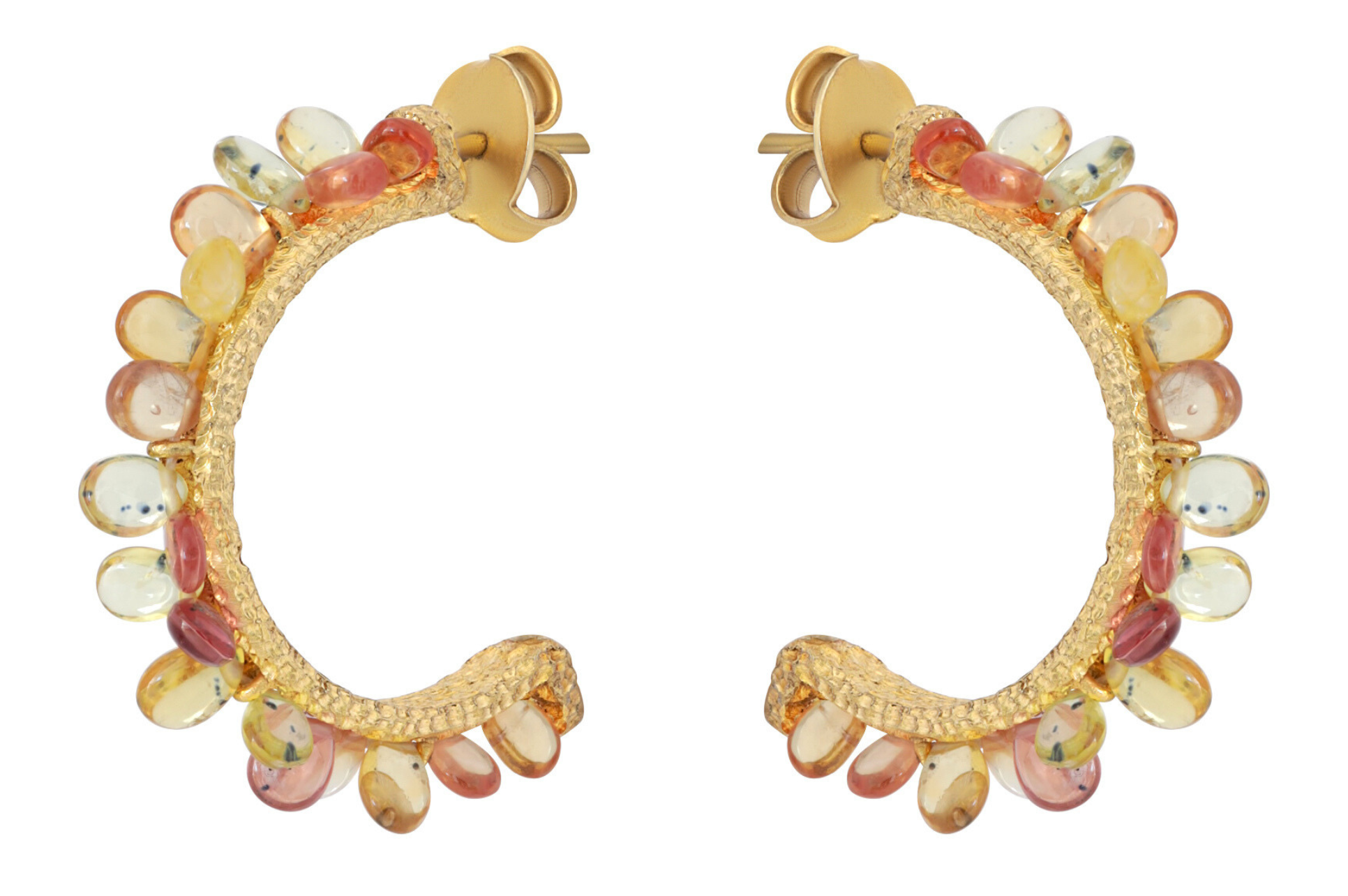 Sapphire Beaded Hoop Earrings