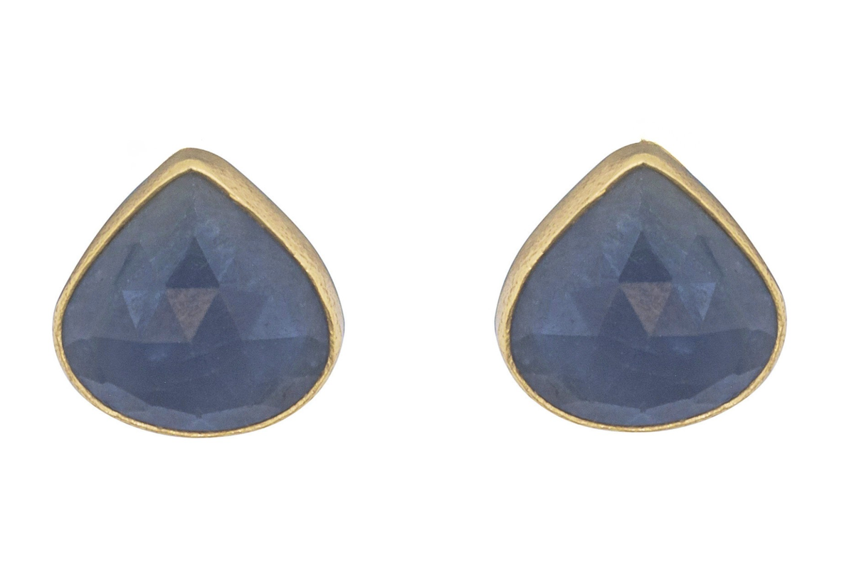 Blue Sapphire Pear-Shaped Stud Earrings