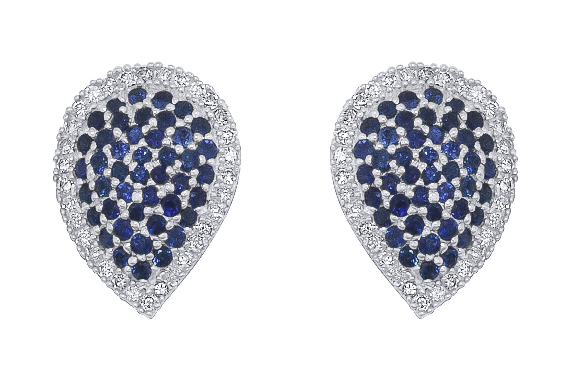 Sterling Silver & Sapphire Paisley Stud Earrings