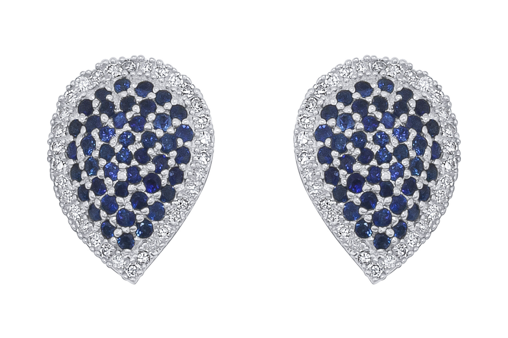 Sterling Silver & Sapphire Paisley Stud Earrings
