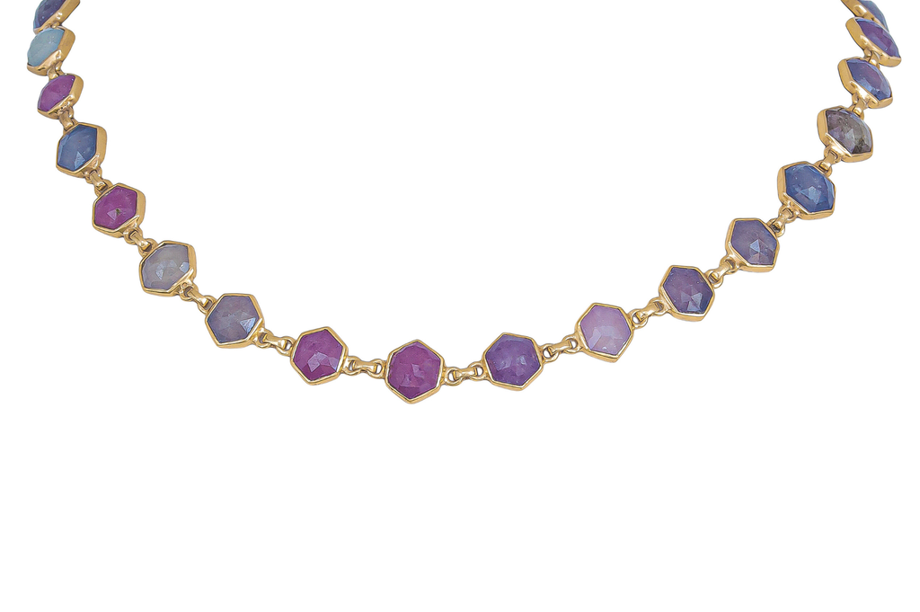 Sapphire Hexagonal Gemstone Necklace