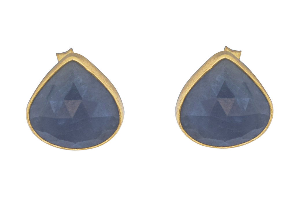 Blue Sapphire Pear-Shaped Stud Earrings