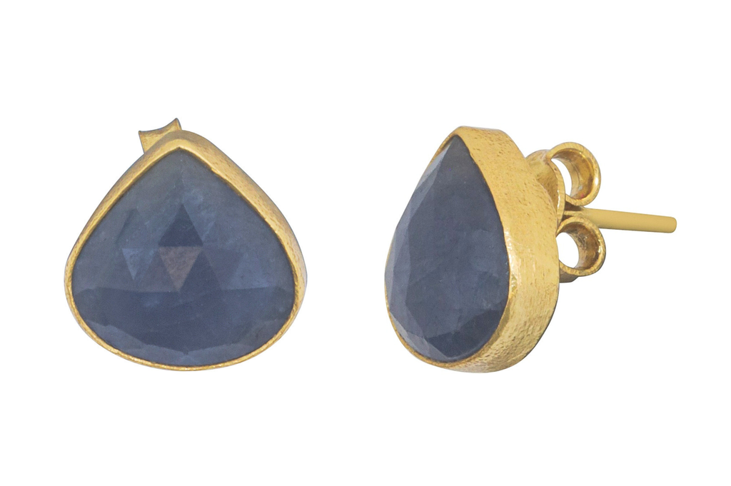 Blue Sapphire Pear-Shaped Stud Earrings