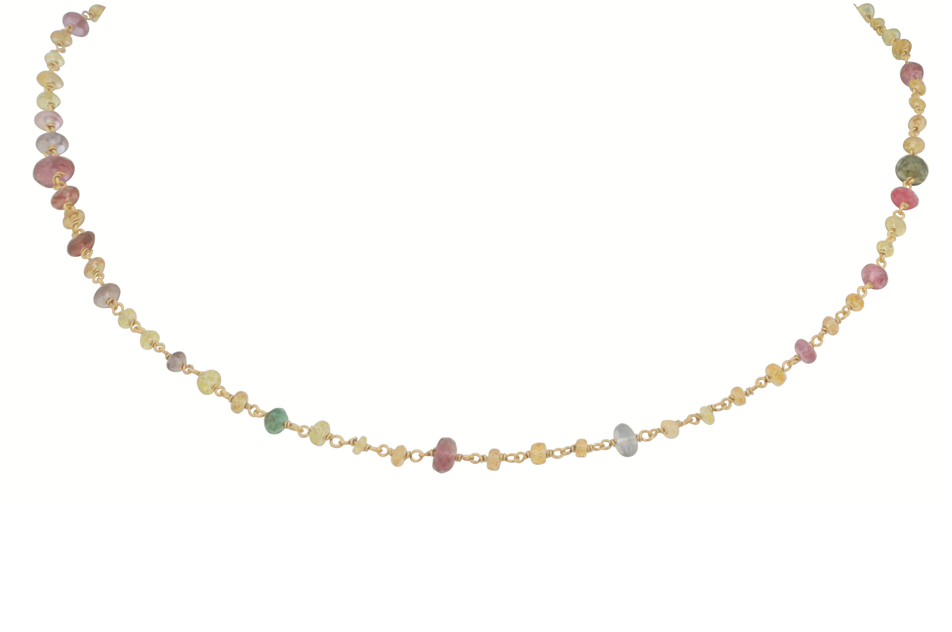 Sapphire & Tourmaline Rosary Style Necklace