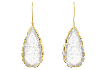 Scalloped Setting & Carved Crystal Earrings