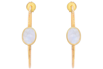 Scarlett Rainbow Moonstone Gem Set Hoop Earrings