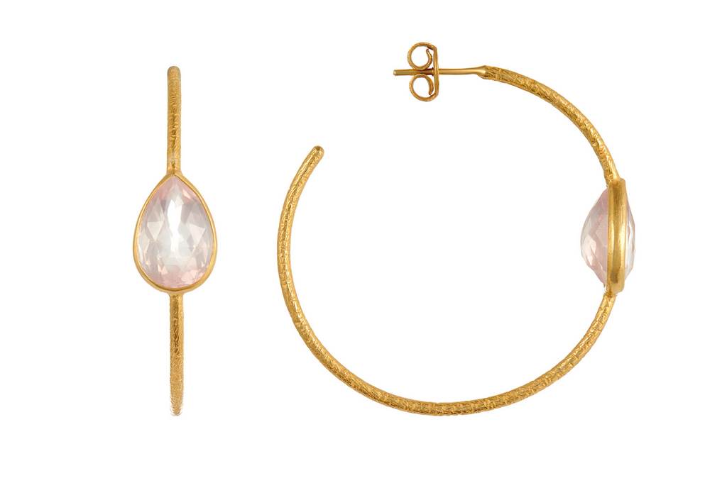 Scarlett Rose Quartz Gem Set Hoop Earrings