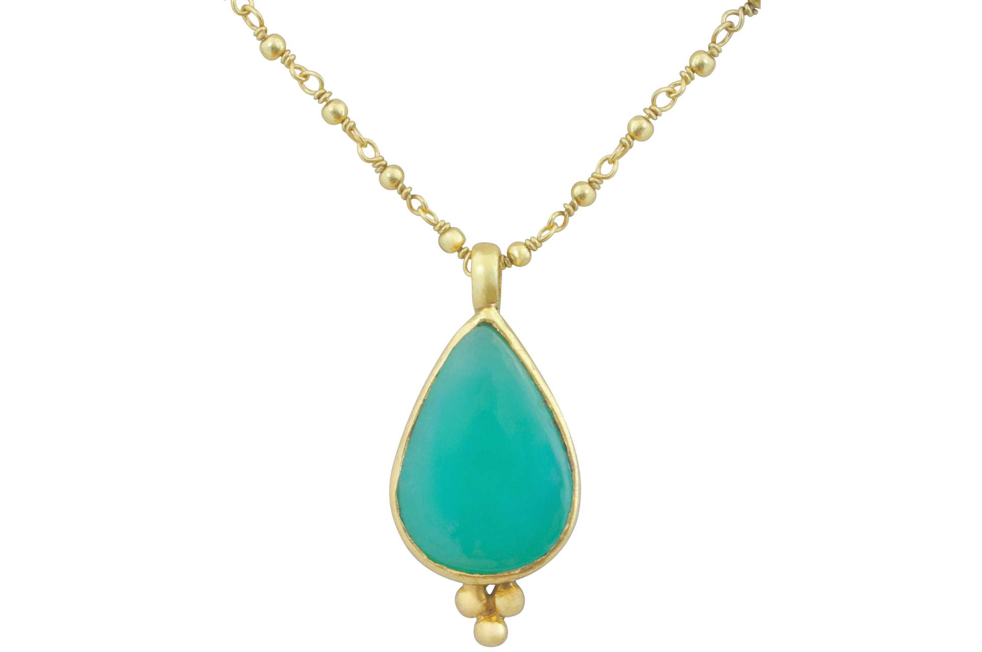 Sikar Pear Shaped Chrysoprase Pendant Necklace
