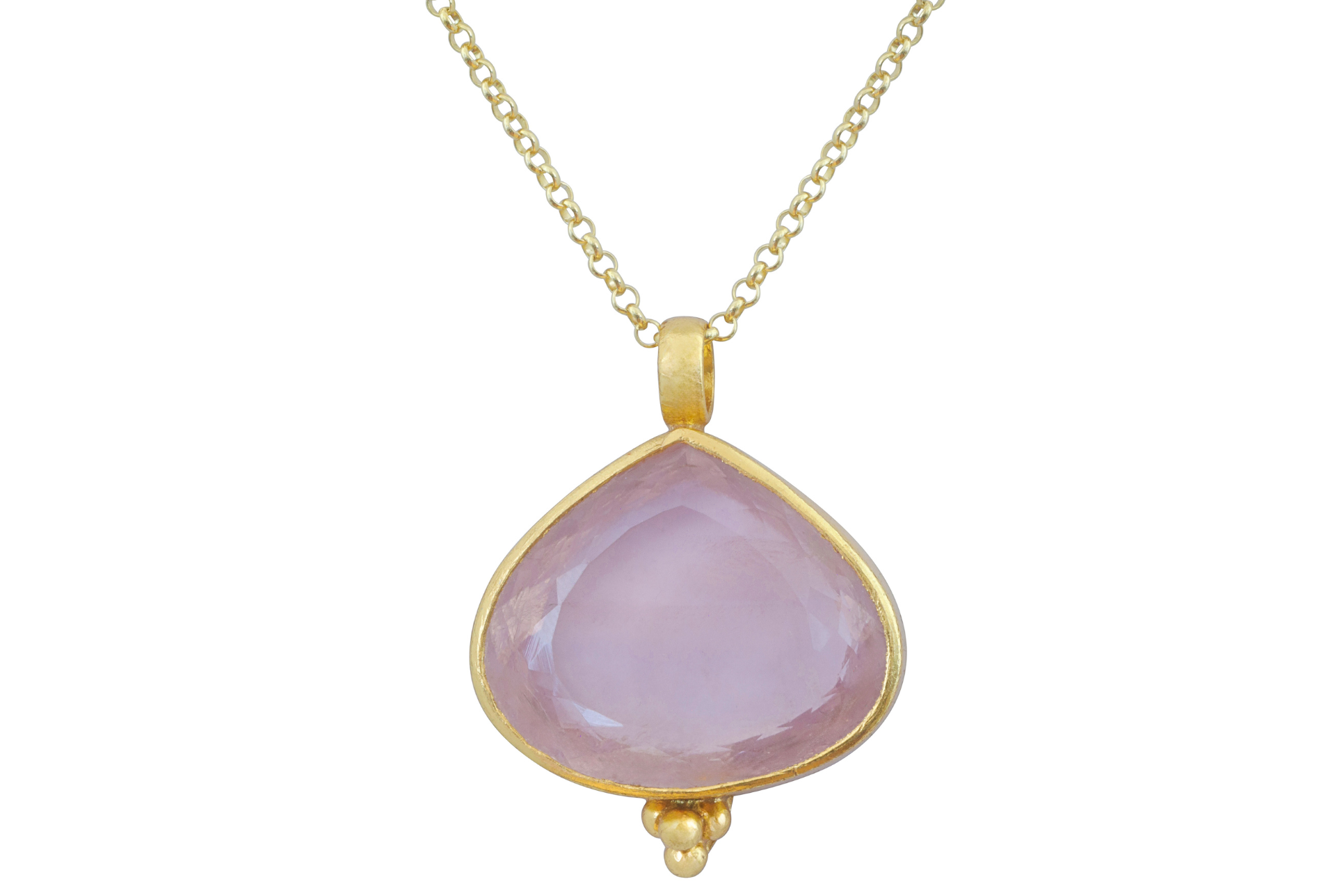 Sikar Pear Shaped Rose Quartz Pendant Necklace