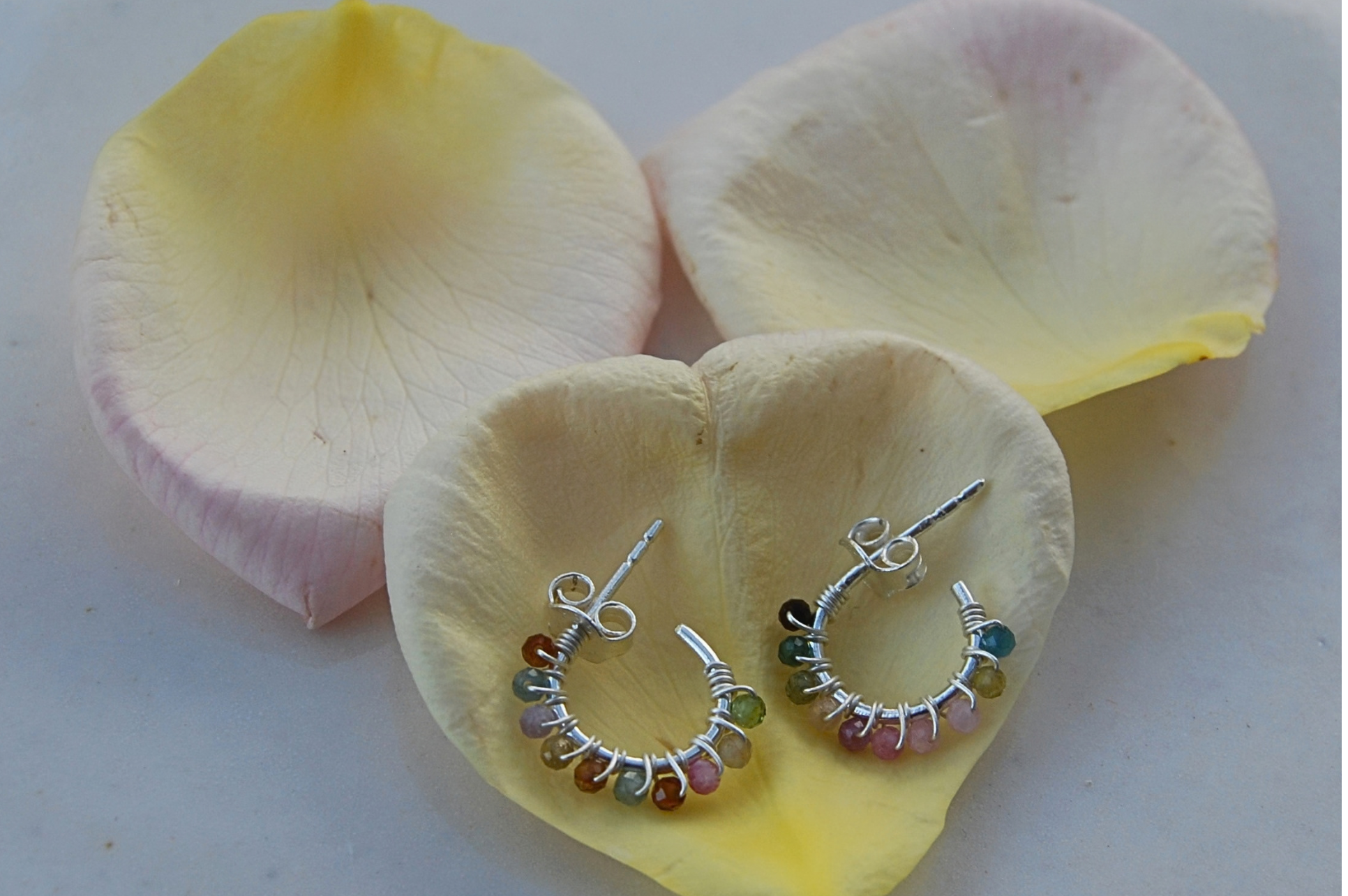 Shimla Tourmaline Silver Hoop Earrings
