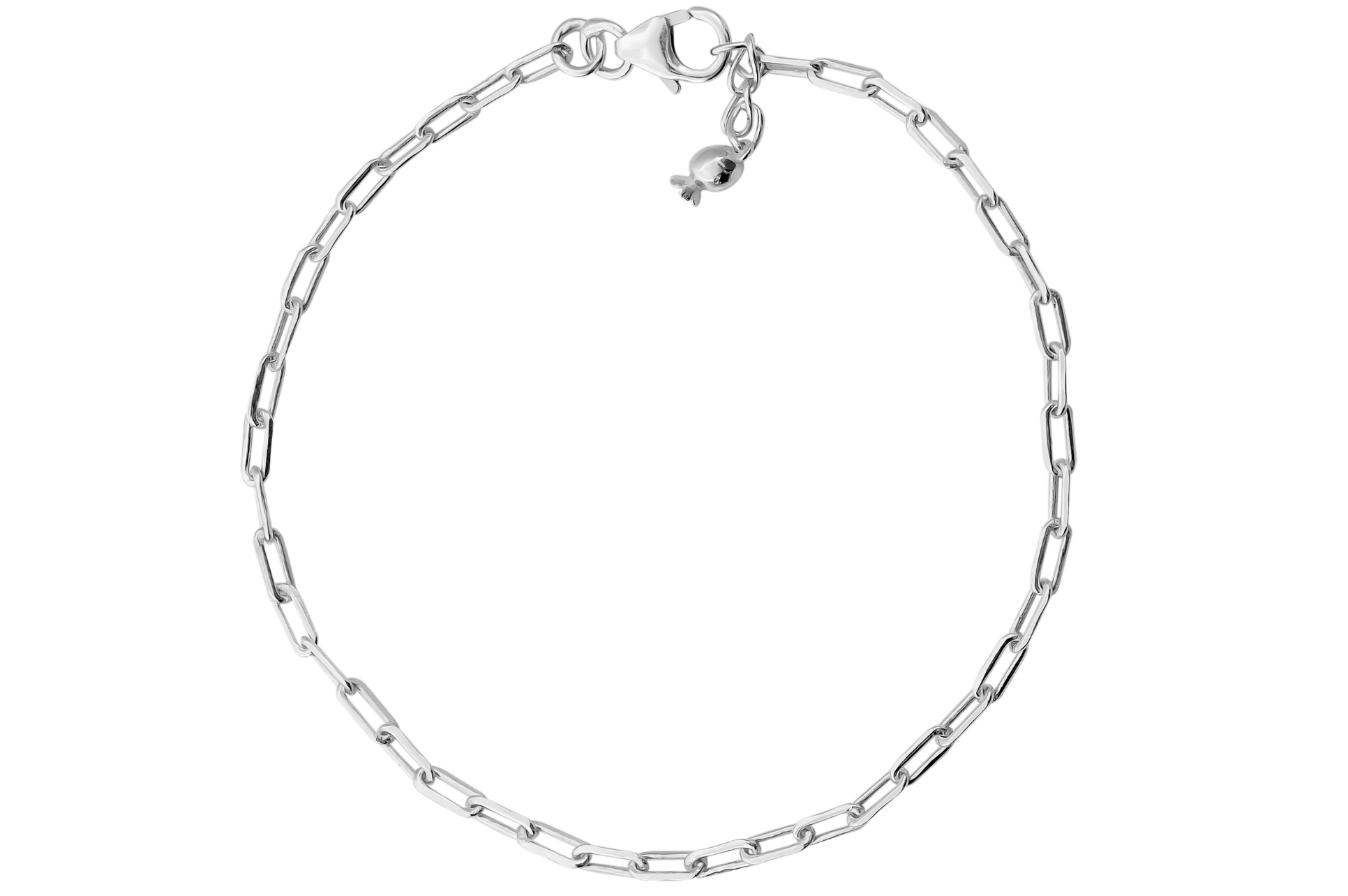 Paperclip Chain Silver Bracelet & Pomegranate Charm