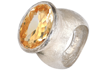 Raised Sterling Silver Citrine Ring
