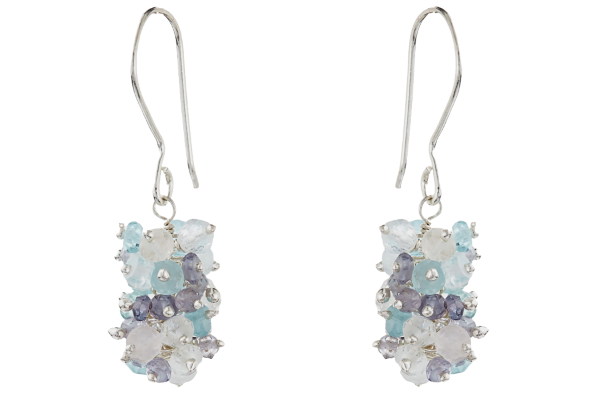 Charlotte Silver Aquamarine & Iolite Bead Earrings