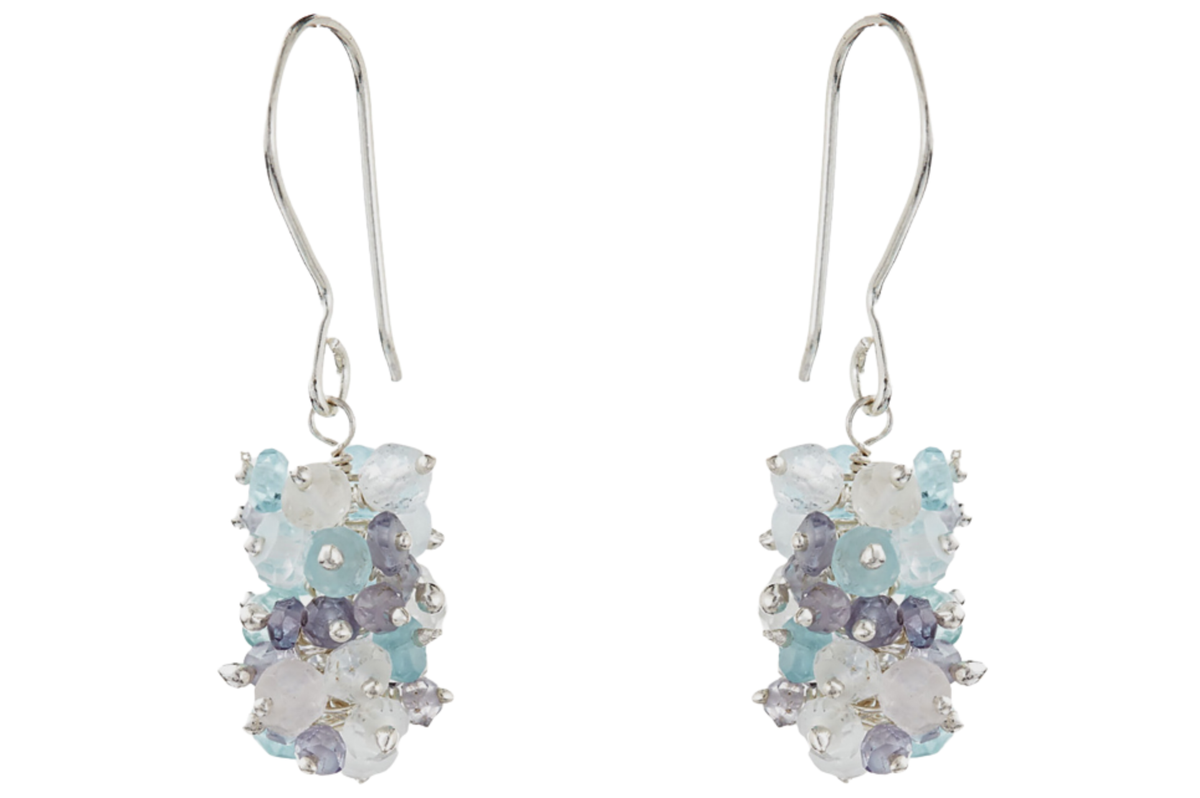 Charlotte Silver Aquamarine & Iolite Bead Earrings