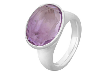 India Amethyst Oval Silver Ring