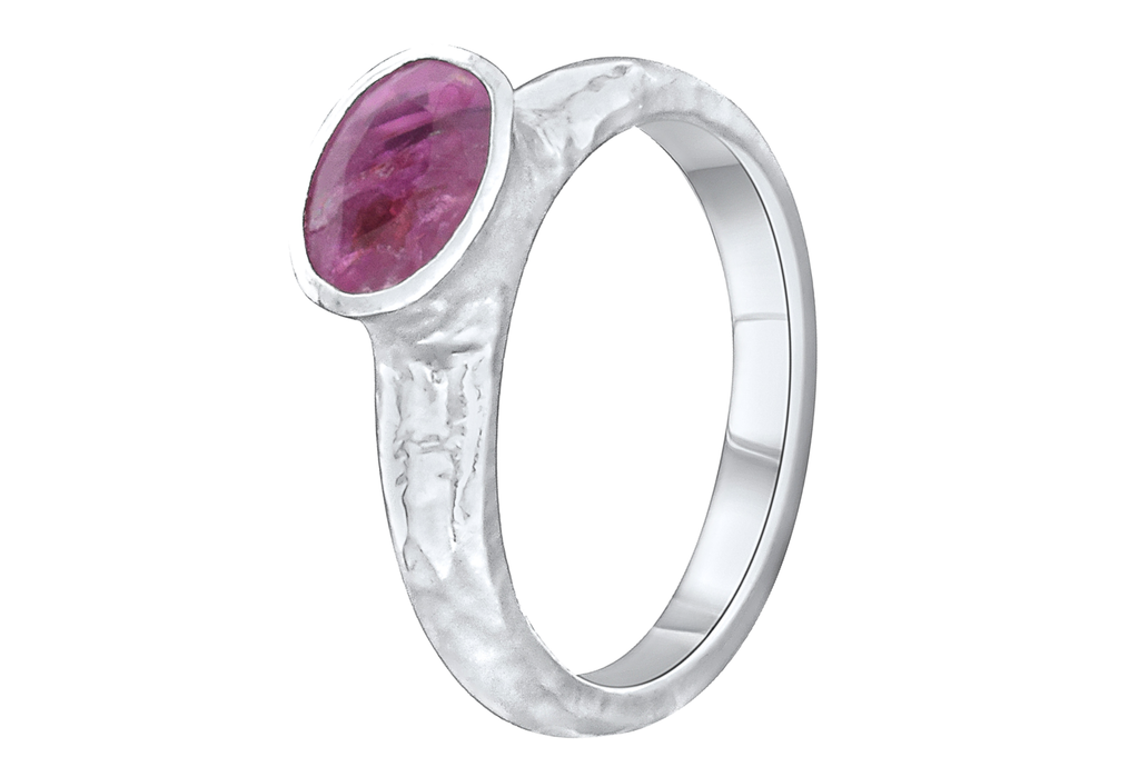 India Oval Pink Sapphire Silver Ring