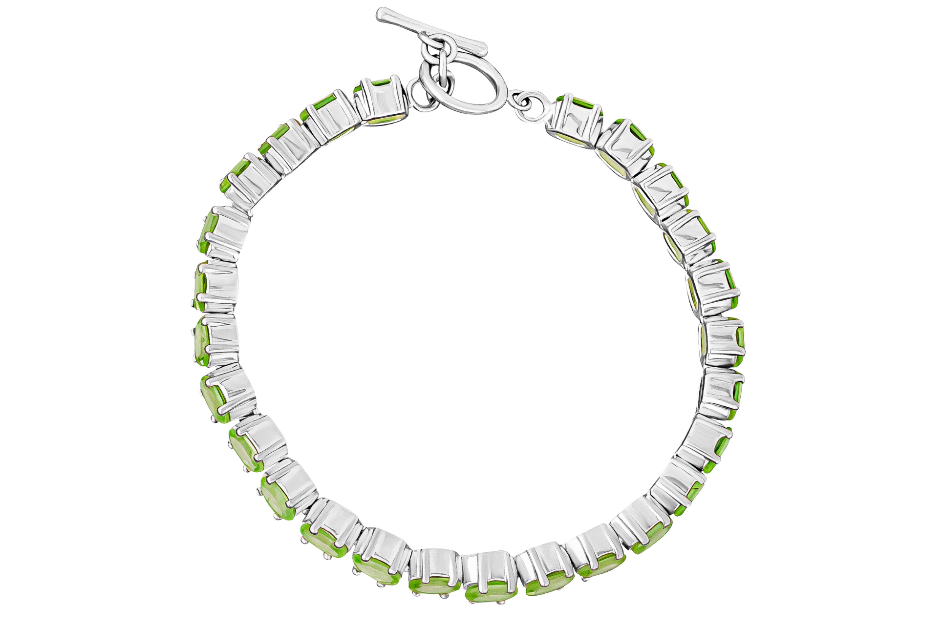 Peridot Silver Multi Gemstone Tennis Bracelet