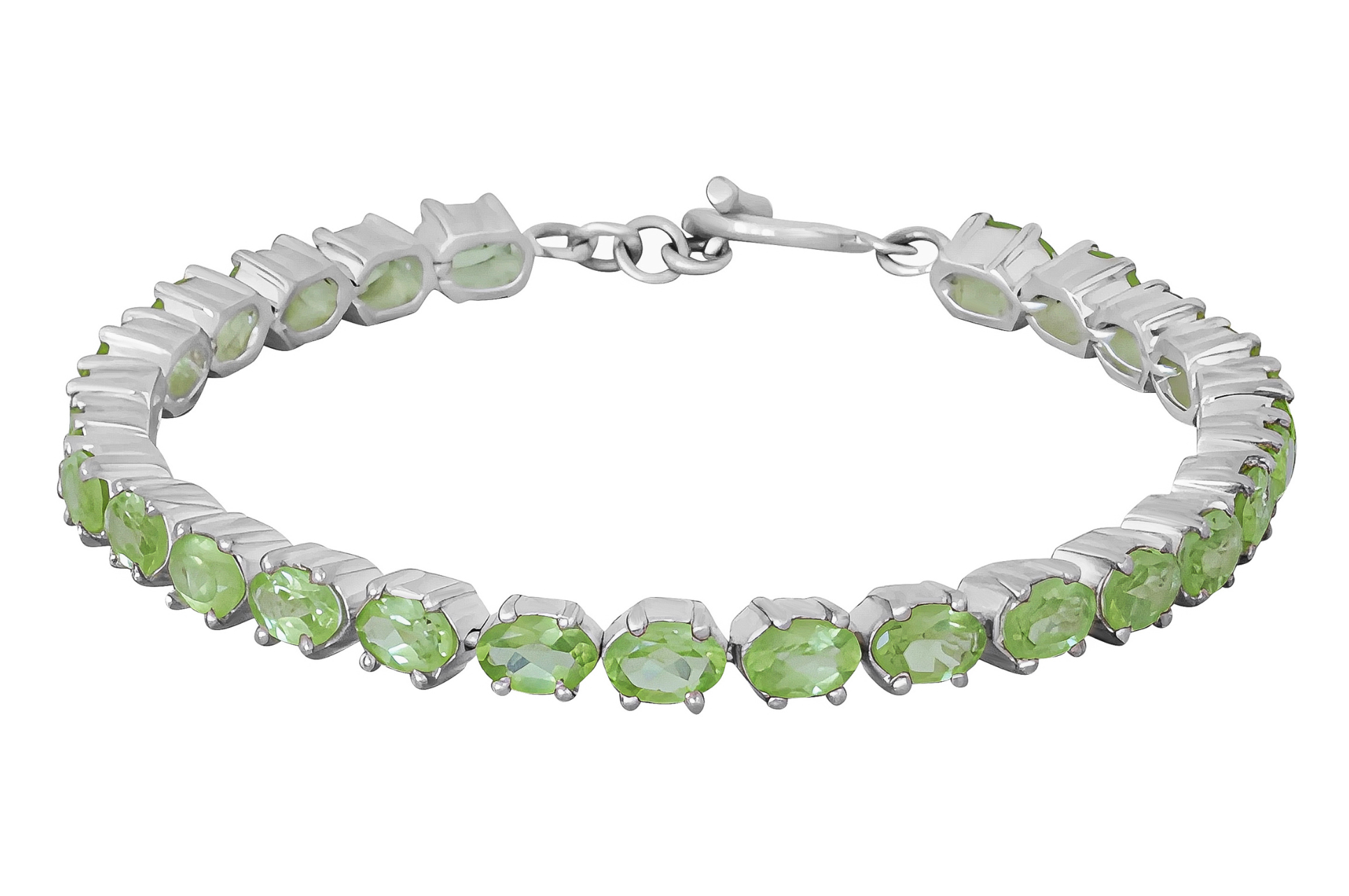 Peridot Silver Multi Gemstone Tennis Bracelet