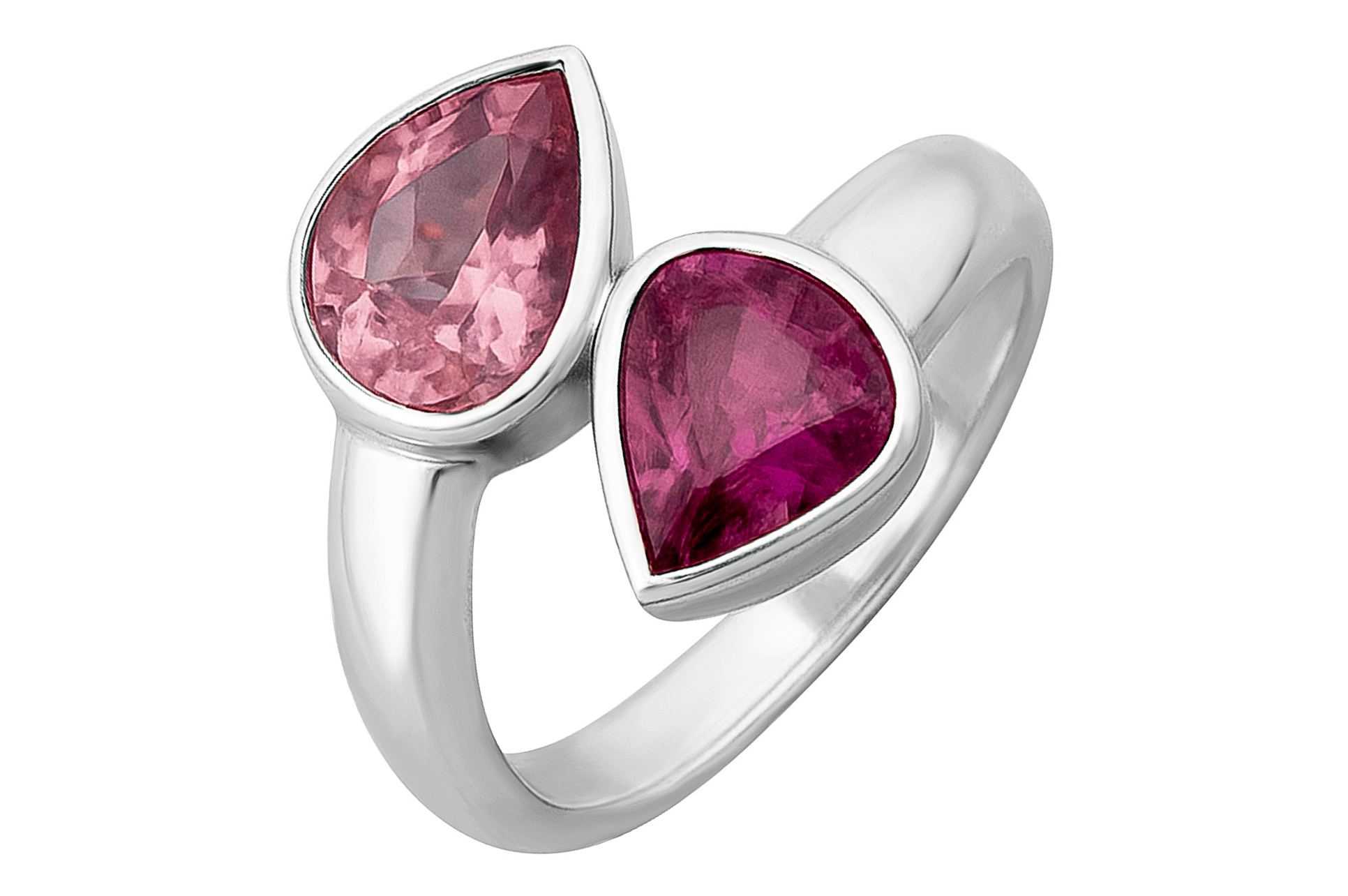 Athena Sterling Silver Pink Tourmaline Double Ring