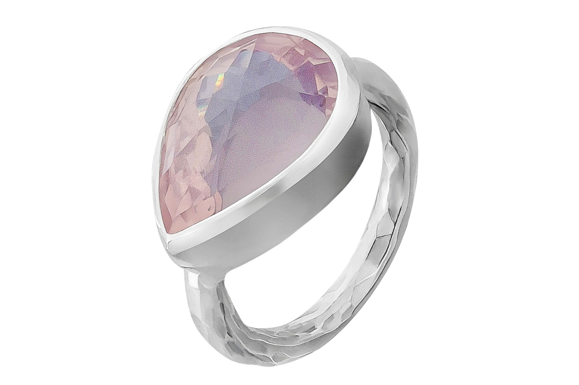 Pear Shaped Rose Quartz & Silver Ring