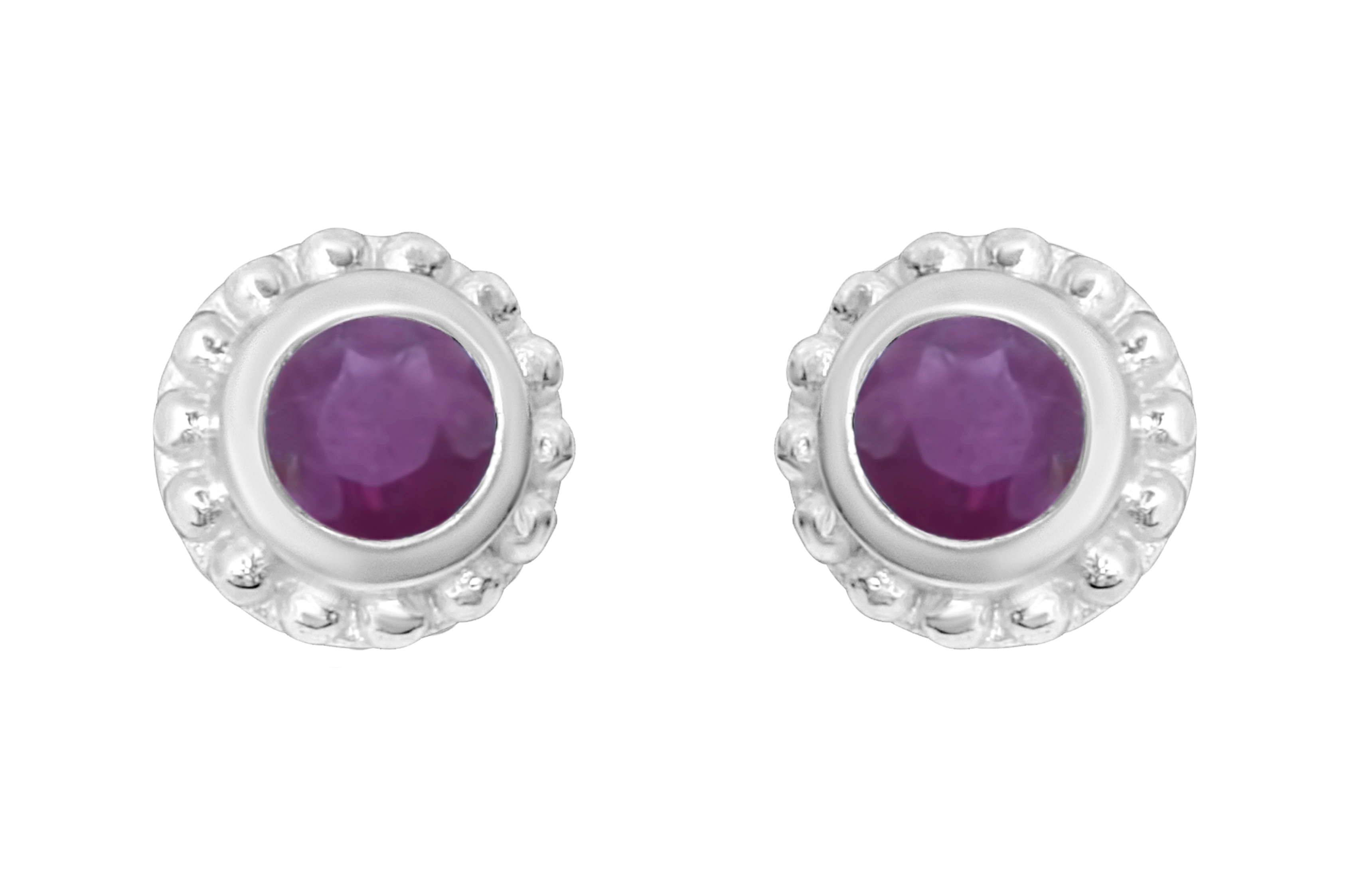 Sunbeam Silver Ruby Stud Earrings