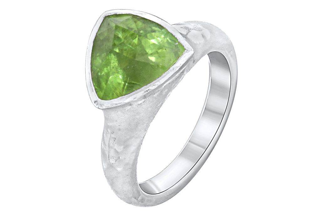India Trillion Peridot Gemstone Ring