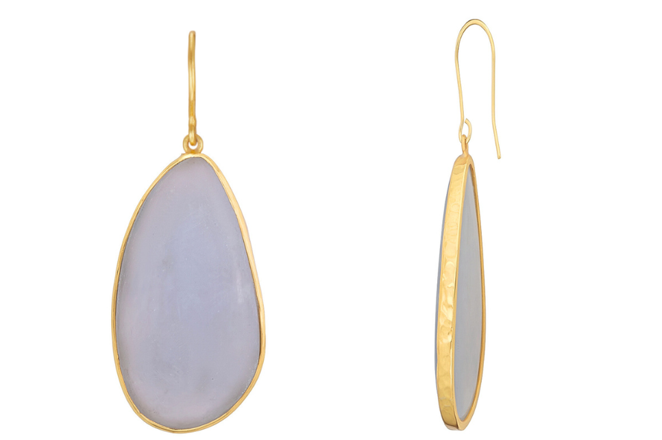 Chalcedony Pebble Single Drop Earrings