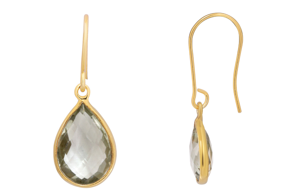 Smaller Sita Pear Shape Green Amethyst Earrings